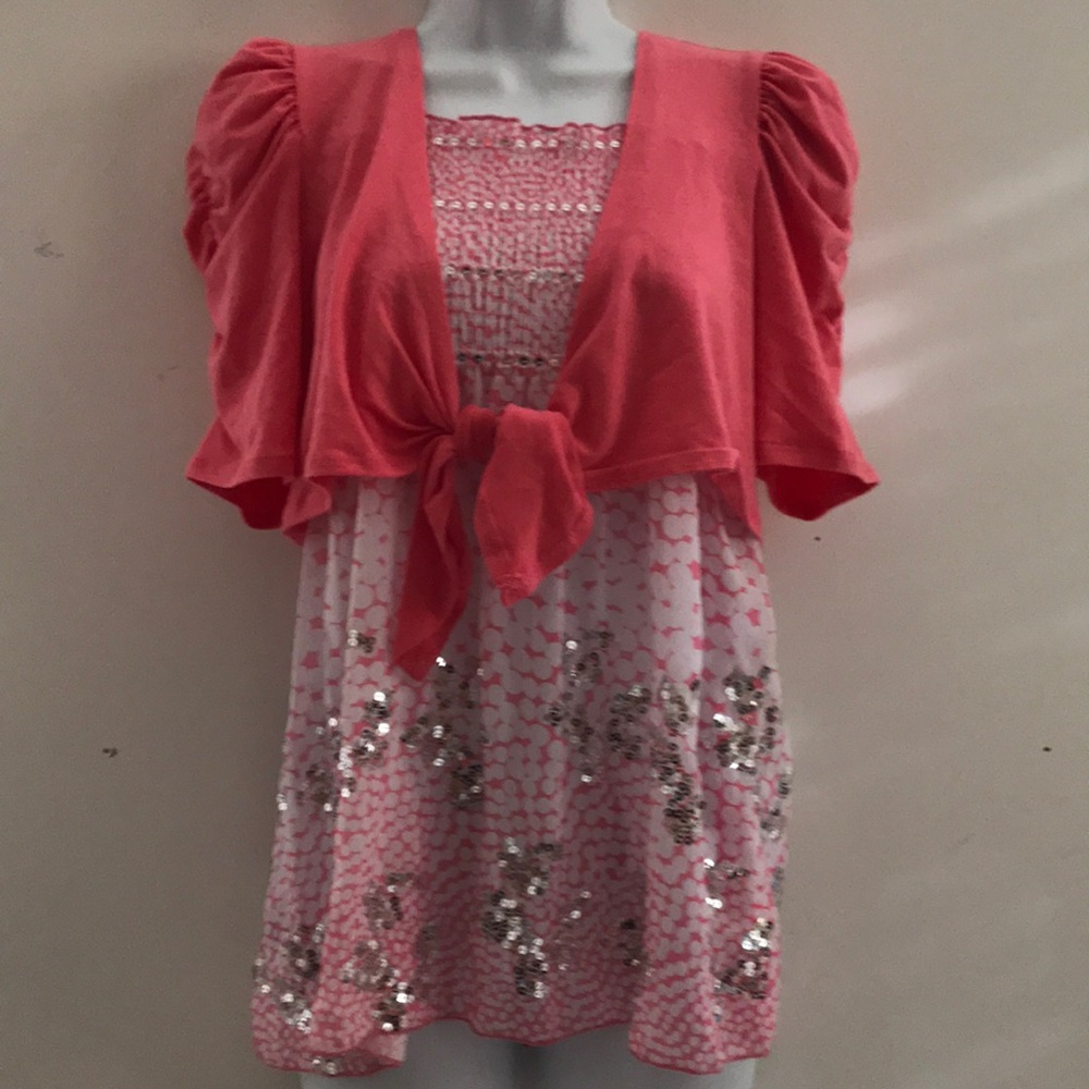 Girls Sequin 2 Piece shrug tank set size XL Plus